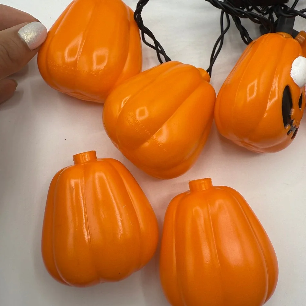 Vintage Halloween Pumpkin String‎ Lights Jack O Lanterns 8 Count Novelty - Picture 6 of 7